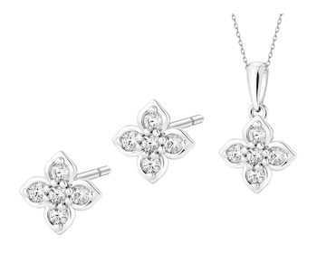 Srebrne kolczyki i zawieszka z cyrkoniami - komplet