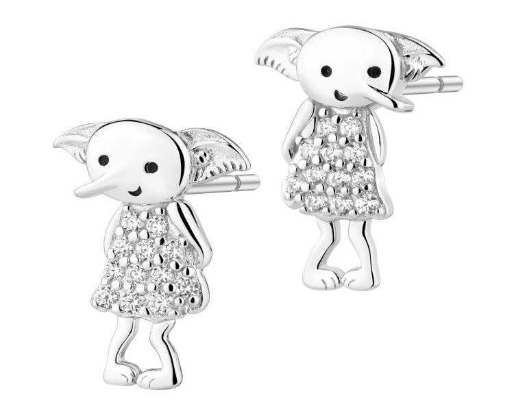 Kolczyki srebrne z cyrkoniami i emalią - Harry Potter, Zgredek, Warner Bros. Discovery