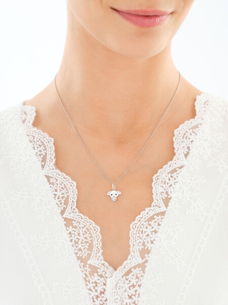 Rhodium Plated Silver Pendant with Cubic Zirconia