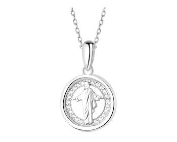 Zawieszka srebrna z cyrkoniami - medalik z wizerunkiem Chrystusa