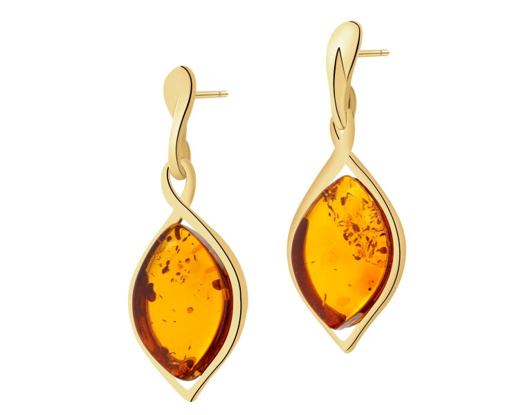 Kolczyki srebrne z bursztynem