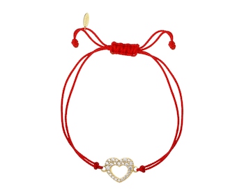 Bransoletka z elementami srebra i cyrkoniami - serce