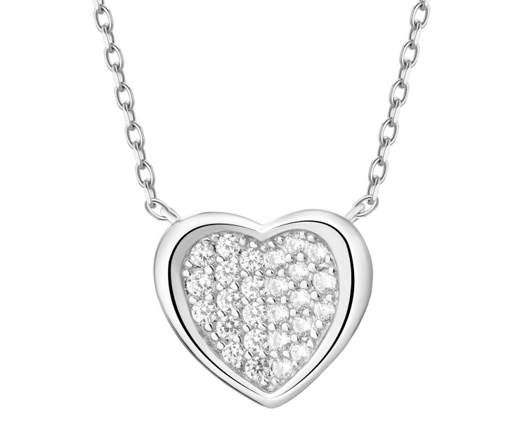 Stříbrný náhrdelník se zirkony - srdce