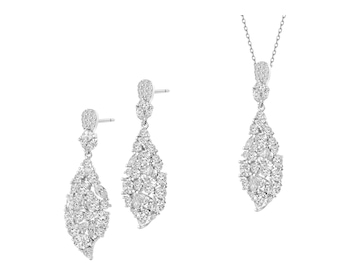Srebrne kolczyki i zawieszka z cyrkoniami - komplet