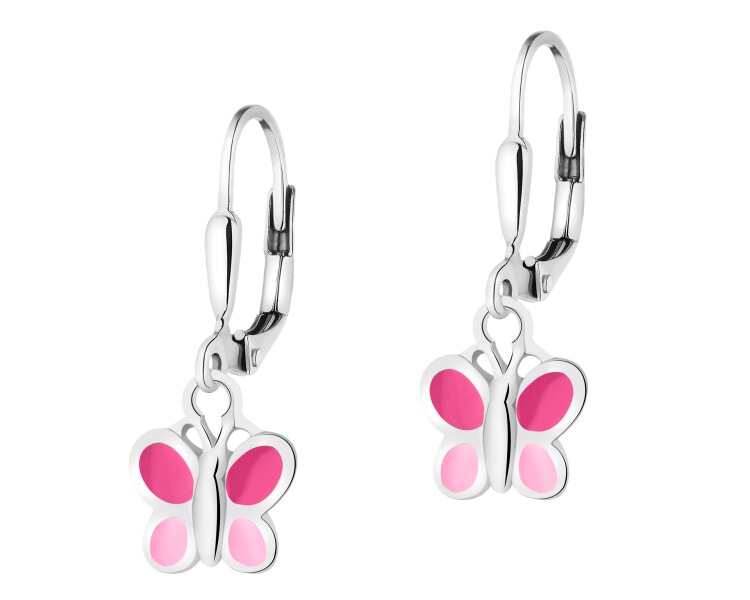 Kolczyki srebrne z emalią - motyle