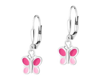 Kolczyki srebrne z emalią - motyle