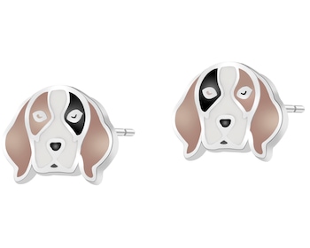 Kolczyki srebrne z emalią - pieski