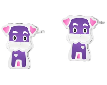 Kolczyki srebrne z emalią - pieski