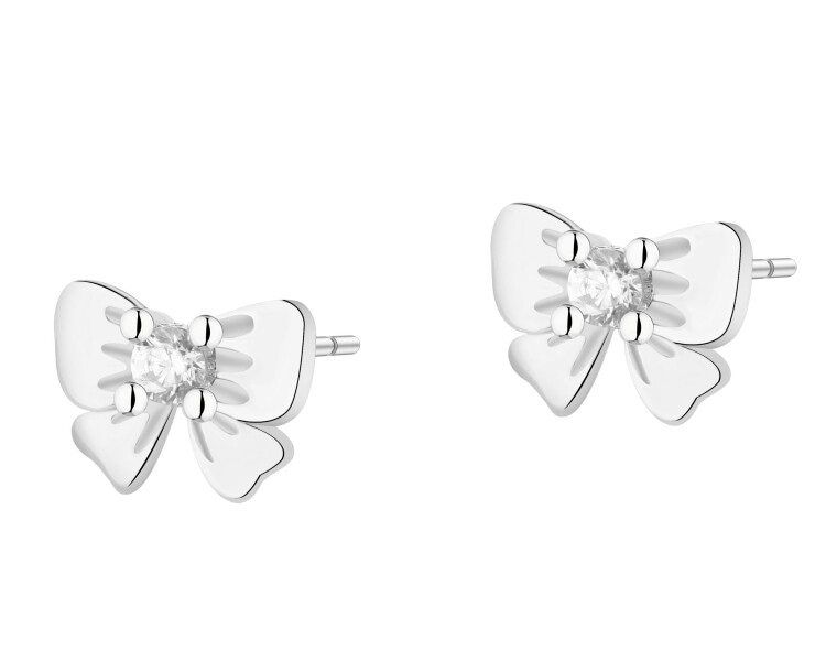 Kolczyki srebrne z cyrkoniami - kokardki