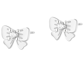 Kolczyki srebrne z cyrkoniami - kokardki