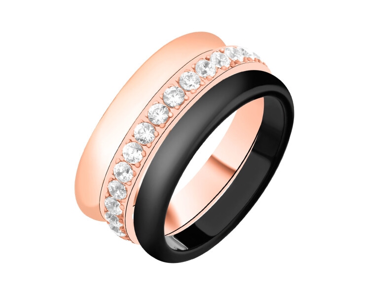 Pierścionek ze stali szlachetnej z cyrkoniami