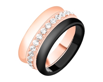 Pierścionek ze stali szlachetnej z cyrkoniami