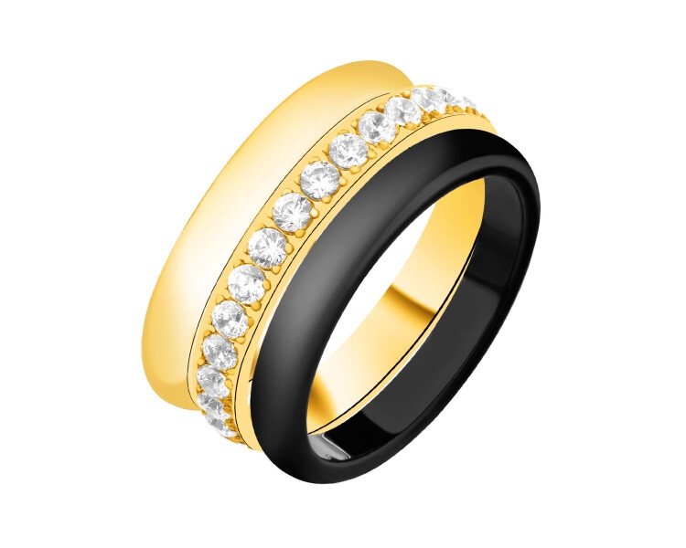 Pierścionek ze stali szlachetnej z cyrkoniami