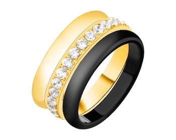 Pierścionek ze stali szlachetnej z cyrkoniami