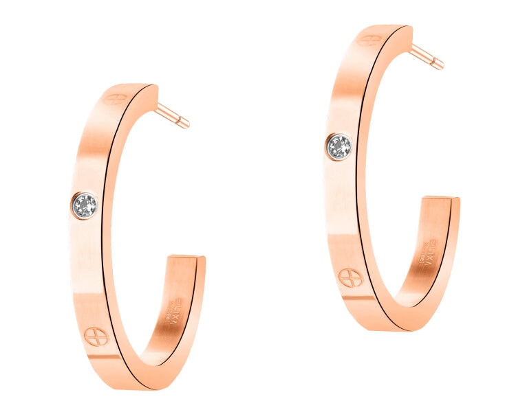 Kolczyki ze stali szlachetnej z cyrkoniami - koło