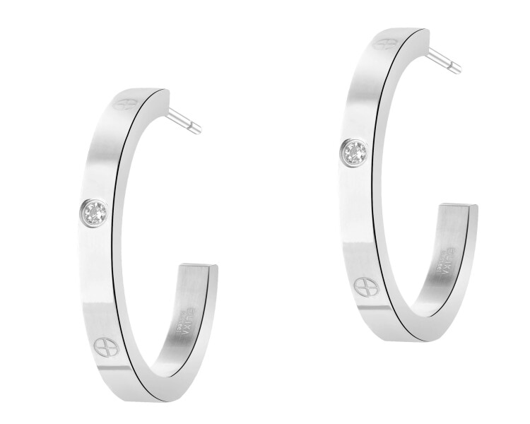 Kolczyki ze stali szlachetnej z cyrkoniami - koło