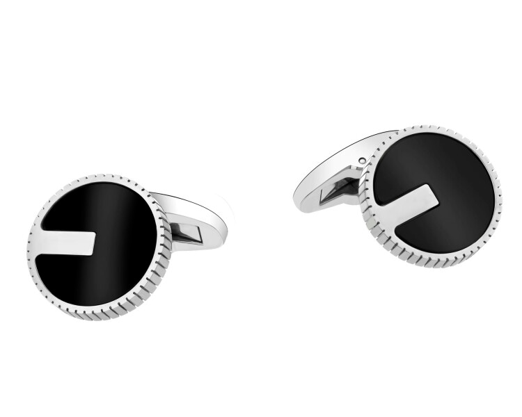 Spinki do mankietów ze stali szlachetnej z onyksami