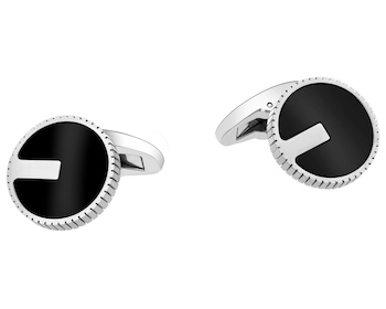 Spinki do mankietów ze stali szlachetnej z onyksami