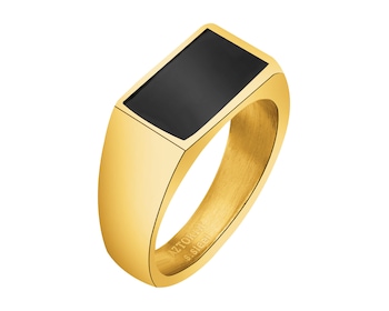 Sygnet ze stali szlachetnej z agatem