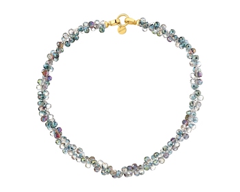 Naszyjnik z mosiądzu pozłacany ze szklanymi detalami