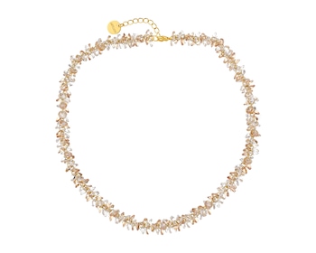 Naszyjnik z mosiądzu pozłacany ze szklanymi detalami