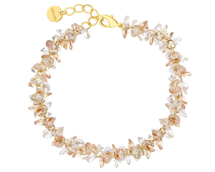 Bransoletka z mosiądzu pozłacana ze szklanymi detalami