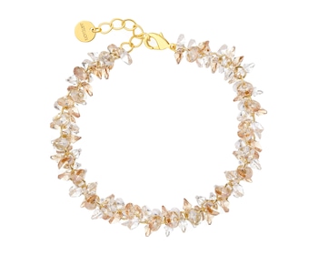 Bransoletka z mosiądzu pozłacana ze szklanymi detalami