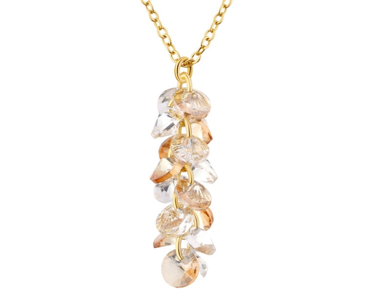 Naszyjnik z mosiądzu pozłacany ze szklanymi detalami