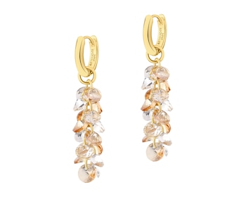 Kolczyki z mosiądzu pozłacane ze szklanymi detalami