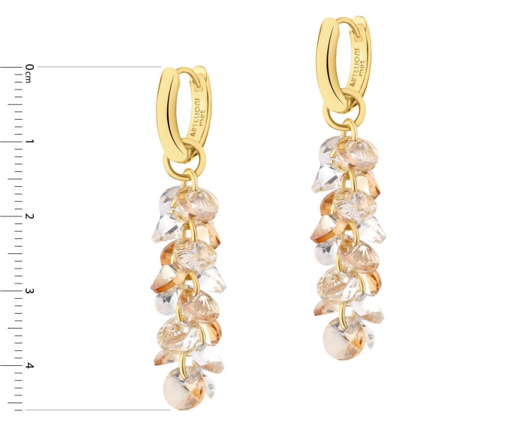 Gold-Plated Brass Earrings with Glass