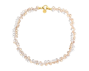 Naszyjnik z mosiądzu pozłacany ze szklanymi detalami