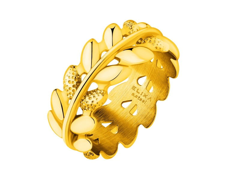 Pierścionek ze stali szlachetnej - liście