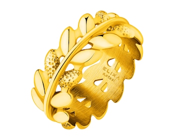 Pierścionek ze stali szlachetnej - liście