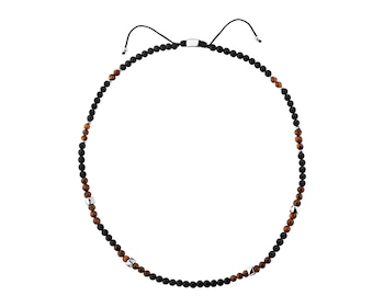 Naszyjnik ze stali szlachetnej z agatami i tygrysim okiem