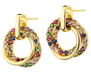 Kolczyki z mosiądzu pozłacane z cyrkoniami - koła