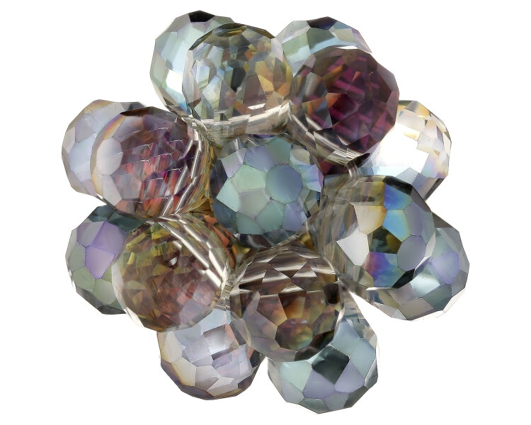 Pierścionek z mosiądzu pozłacany ze szklanymi detalami