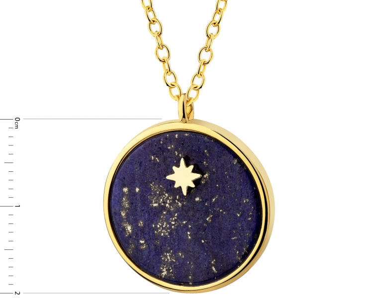 Gold-Plated Brass Necklace with Lapis Lazuli