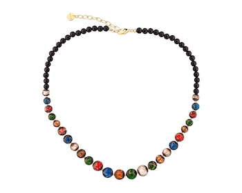 Naszyjnik z mosiądzu pozłacany ze szklanymi detalami - kulki