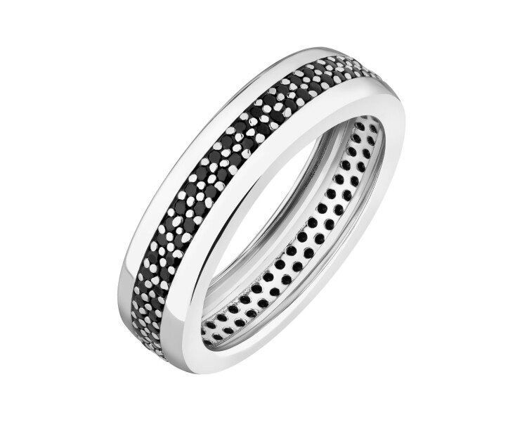 Obrączka srebrna ze spinelami syntetycznymi