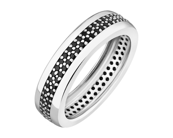 Obrączka srebrna ze spinelami syntetycznymi