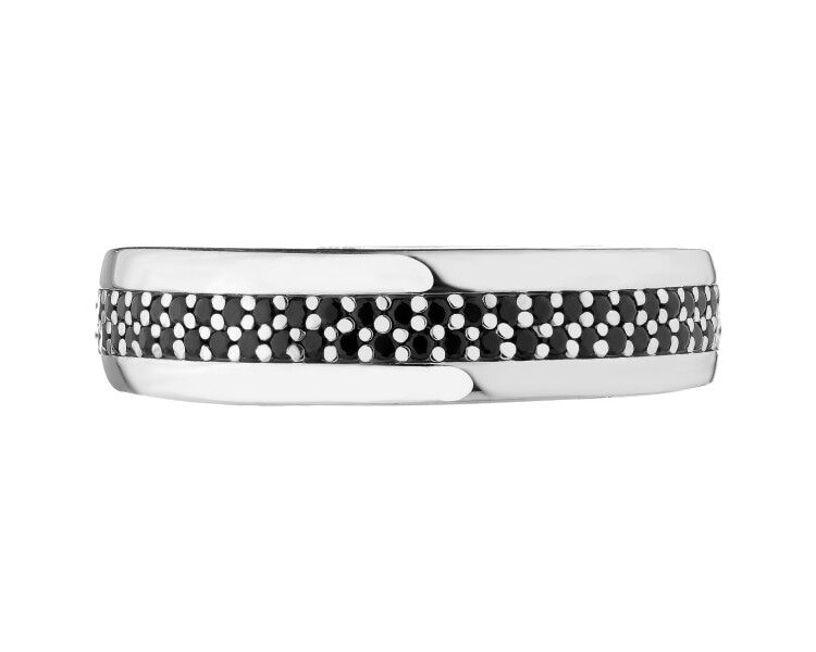 Obrączka srebrna ze spinelami syntetycznymi