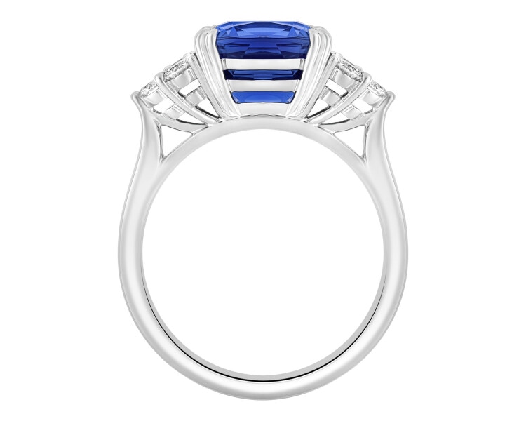 Pierścionek z białego złota z brylantami i tanzanitem - próba 750