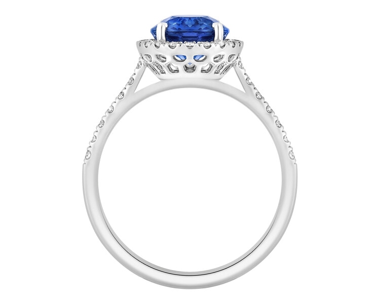 Pierścionek z białego złota z brylantami i tanzanitem - próba 750