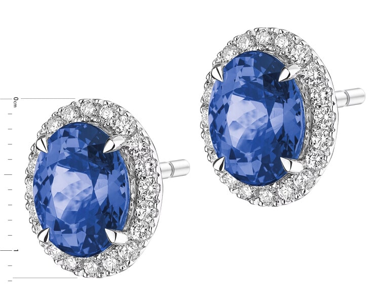 18 K Rhodium-Plated White Gold Earrings  - fineness 18 K