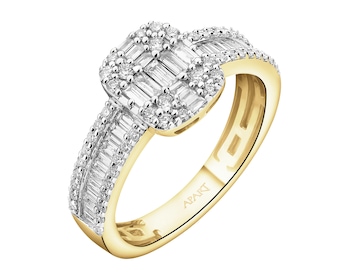 Pierścionek z żółtego złota z diamentami - 0,60 ct - próba 585