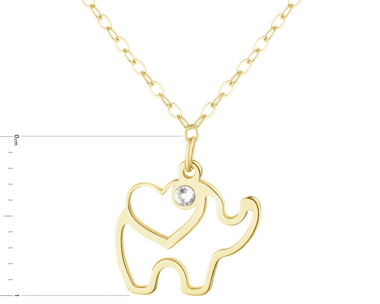 9 K Yellow Gold Necklace with Cubic Zirconia