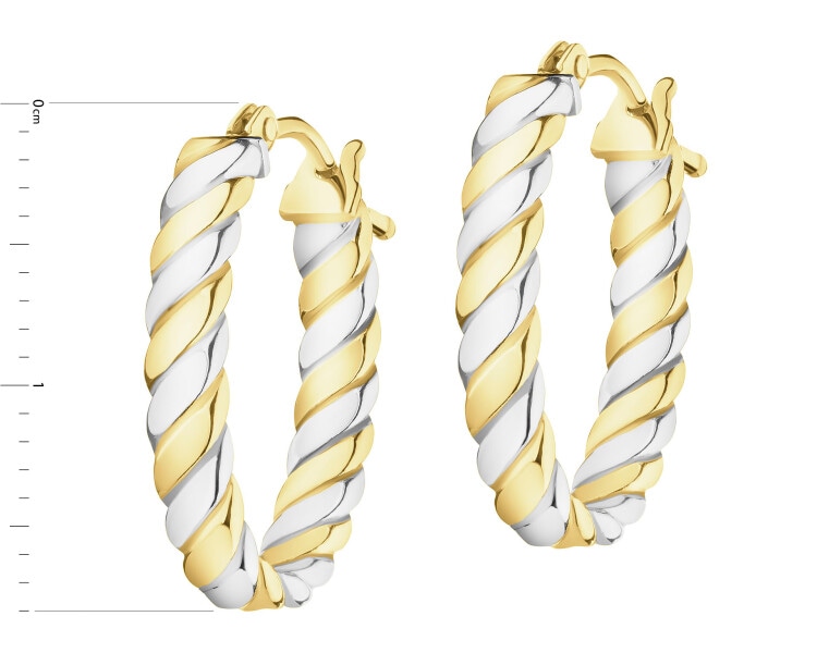 9 K Rhodium-Plated Yellow Gold Earrings 