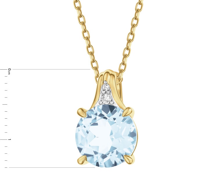 Zlatý přívěsek s diamanty a topazem Sky Blue - ryzost 585