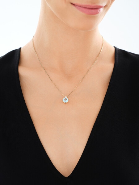 Zlatý přívěsek s diamanty a topazem Sky Blue - ryzost 585