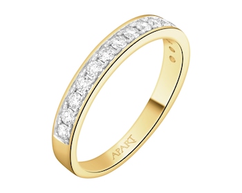 Pierścionek z żółtego złota z brylantami - 0,34 ct - próba 585
